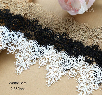 1yard Width:6cm (2.40") High Quality DIY Pendant Handmade Clothing Lace Accessories Water Soluble Embroidery Lace Trims (ss-363)