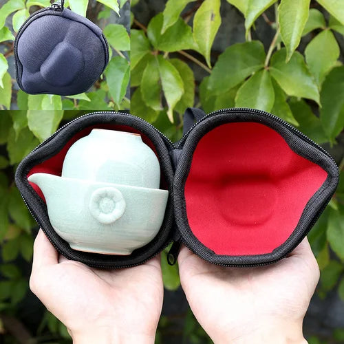 Creative Double Portable Ceramic Teacup Teapot Kungfu Tea Set European Style Outdoor Travel Teacup Teapot Home Decoration Modern