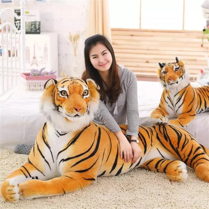 30-90cm Lifelike Tiger Leopard Plush Toys Soft Wild Animals Simulation White Tiger Jaguar Doll Children Kids Birthday Gifts