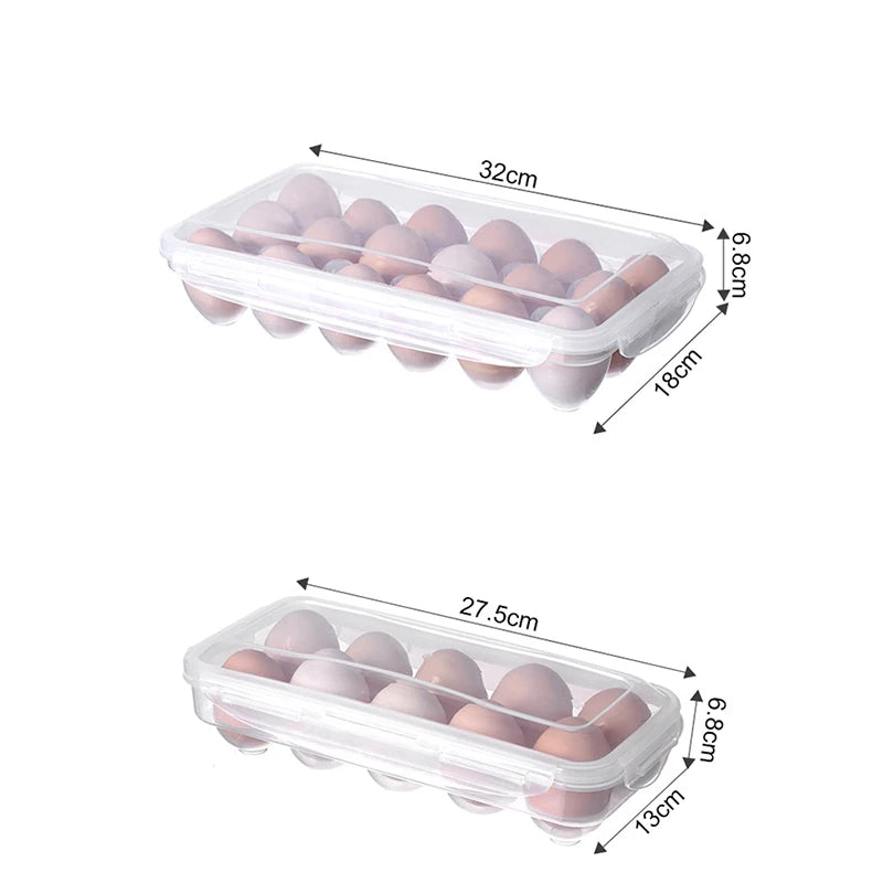 10/18 Grid Egg Storage Box Egg Tray With Lid Kök Kylskåp Ägg Box Egg Rack Lagringslådor Kylskåp Äggorganisatör