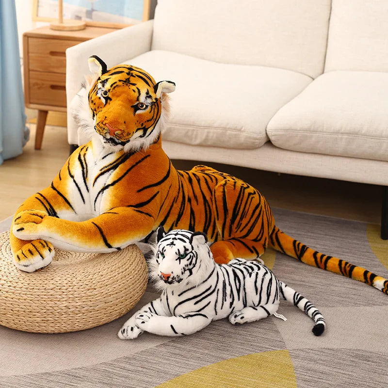 Realmente 50-110cm Tiger Plush Toys Ferocious Wild Animals Simulation Brawn Forest King Doll Kids Kids Presentes de aniversário