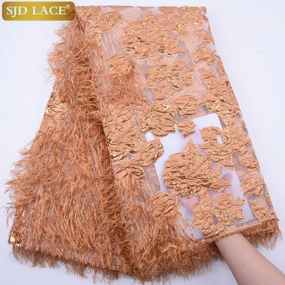 SJD African Jacquard Lace Fabric French Net Embroidery Lace 2024 High Quality Nigeria Brocade Fabric For Women Wedding Dresses