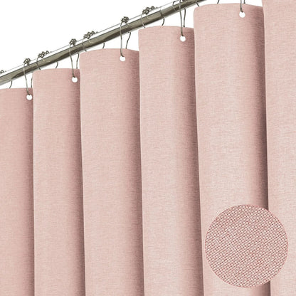 Solid Color Linen Waterproof and Thickened Shower Curtains Bathroom Bathtub Protecting Privacy Bath Covring Curtains with Hooks