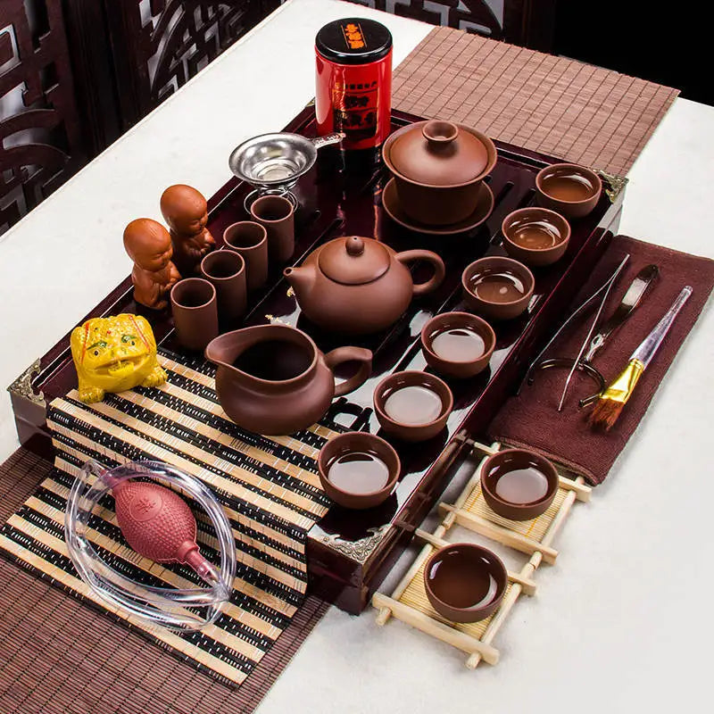 Fathers Day Gift Idea Kung Fu Tea Set Drinkware Chinese Tea Ceremony with Tea Table Over Eight-piece Set High-end Gift