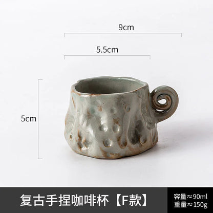 Ceramic Kiln Transformed Coffee Cup Rough Ceramic Retro Shaped Mug  Home Coffee Shop Ceramic Cup  Homestay Water Cup
