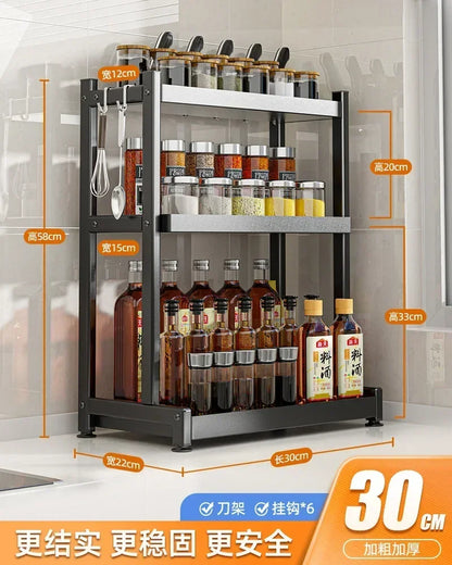 Knife Stand Door Organizer Spices Spice Racks Rack Jars Cutting Seasoning Drain Kitchen 2/3layers Condiments Storage Rack Board