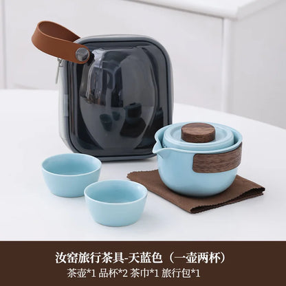 Ceramic Teaware Kung Fu Tea Set Outdoor Portable Tea Set Teapot Teacup Kettle Tea Making Utensils Tools Tea Pot and Cup Set