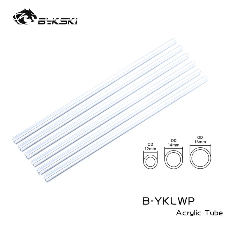 Bykski 6st / Lot Water Cooling Pipe PETG / PMMA / Frosted Akryl Hard Tube OD12mm / OD14mm / OD16mm Transperant 50cm längd