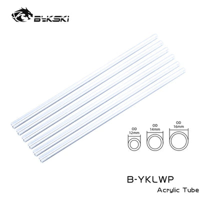 Bykski 6pcs / lot țeavă de răcire cu apă Petg / PMMA / Tub acrilic înghețat OD12mm / OD14mm / OD16mm Transperant 50cm Lungime