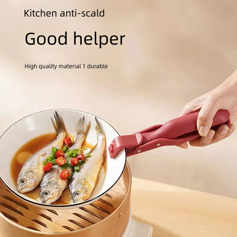 Anti-scald Gripper Clip Hot Dish Non-slip Plate Bowl Clip Retriever Tongs Silicone Handle Bowl Dishes Anti-scald Kitchen Tool