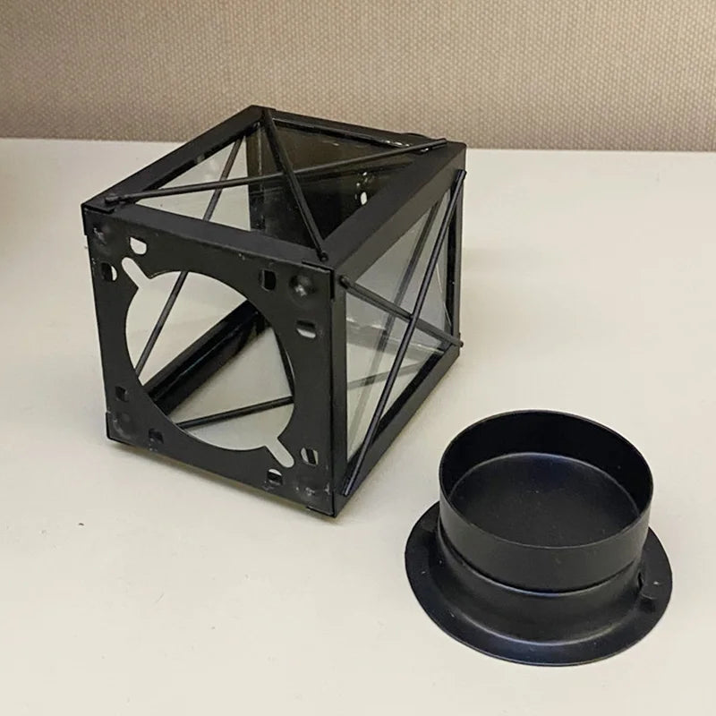 Nordic Metal Candle Holder Lanterns Shaped Iron Art Candlestick Hanging Candle Stand Wedding Party Courtyard Garden Decoration
