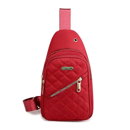 Neutral style backpack for men and women, with multiple color slanted fabric and nylon material. Suitable for travel.