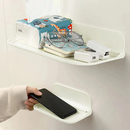 Foldable Wall Shelf Bathroom Punch-free Wall-mounted Storage Rack Phone Holder Jewelry Remote Control Towel Clothes Storage Rack