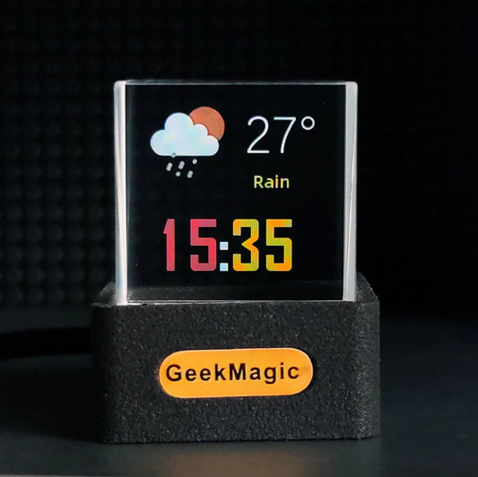 GEEKMAGIC Giftv Crystal Cube Photo Photo Afișare holografică desktop Smart Weather Station Digital Clock cu animații GIF Album