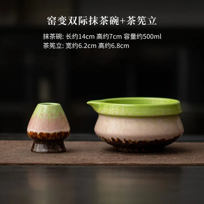 2/4/8pcs Green Matcha Set Bamboo Whisk Teaspoon Ceramic Bowl Tranditional Tea Sets Home Tea-making Tools Accessories Gifts
