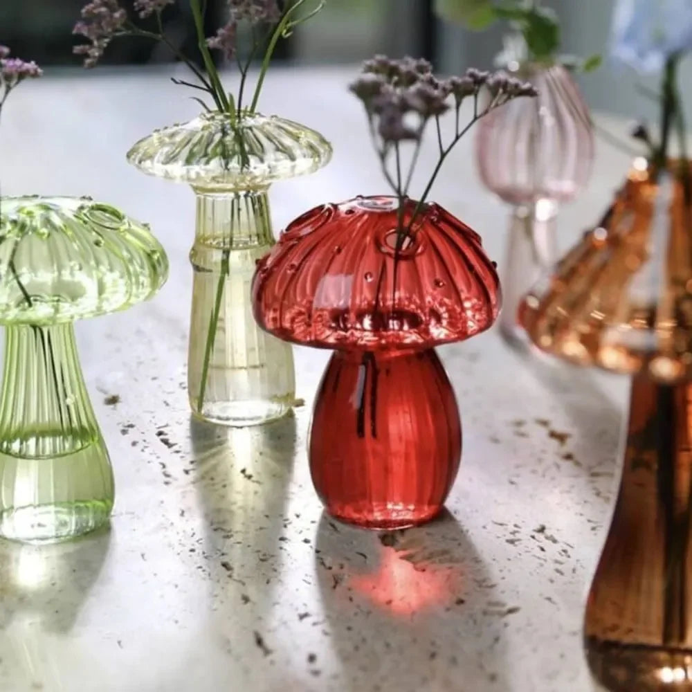 Creative Mushroom Glass Vase Plant Hydroponic Terrarium Art Plant Hydroponic Table Vase Glass Crafts DIY Aromatherapy Bottle