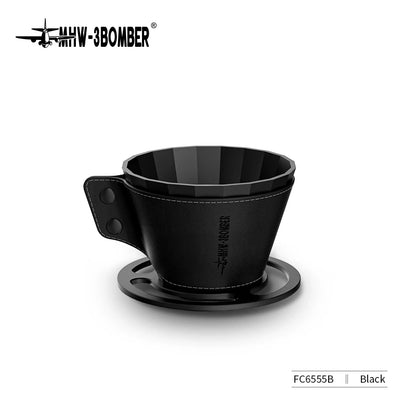 MHW-3BOMBER Meteorite Dripper Aluminum Pour Over Coffee Maker Coffee Dripper For 1-2 Cups Leather Cover Fit Cake Filter Paper