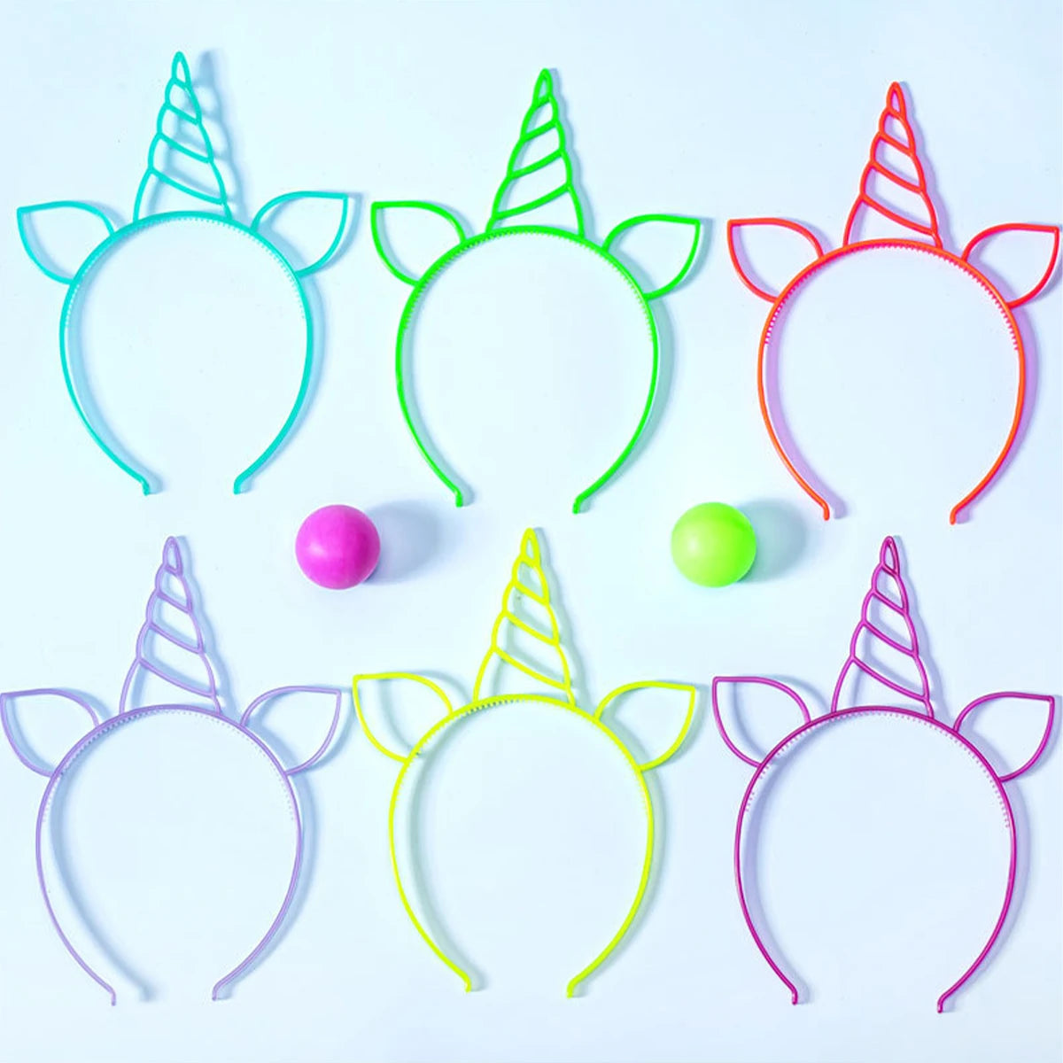 6pcs Fluorescent Hair Hoop Plástico Bandeira de cabeça no estande de fotos de festas escuras para a decoração de casamento de aniversário