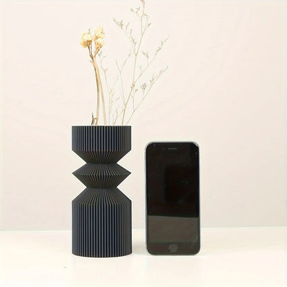 1 Nordic black plastic vase for home decoration - simple and elegant design for living room and dining room decoration