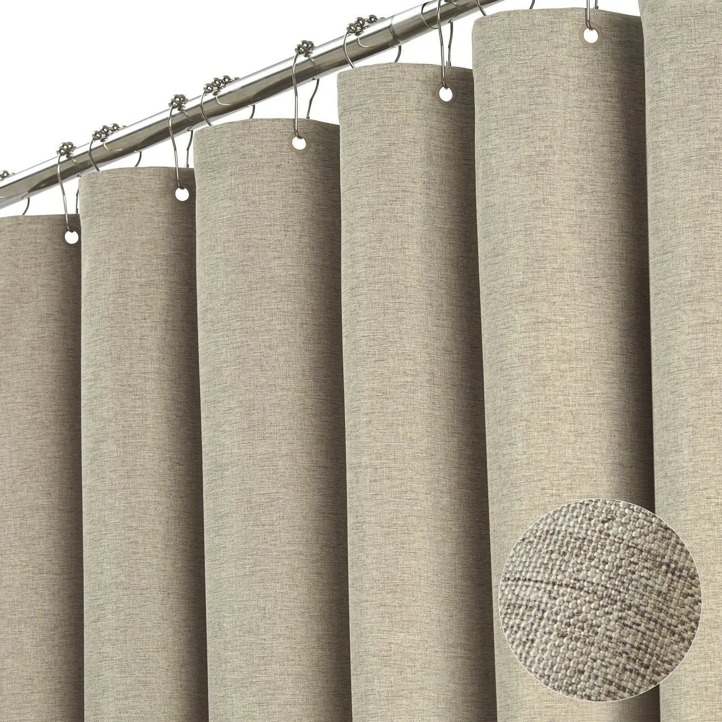 Solid Color Linen Waterproof and Thickened Shower Curtains Bathroom Bathtub Protecting Privacy Bath Covring Curtains with Hooks