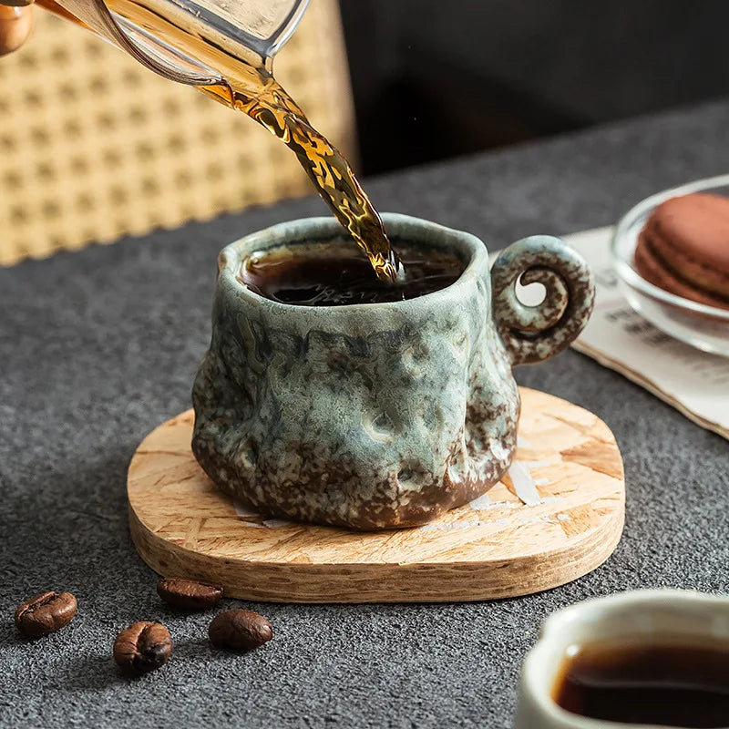 Ceramic Kiln Transformed Coffee Cup Rough Ceramic Retro Shaped Mug  Home Coffee Shop Ceramic Cup  Homestay Water Cup