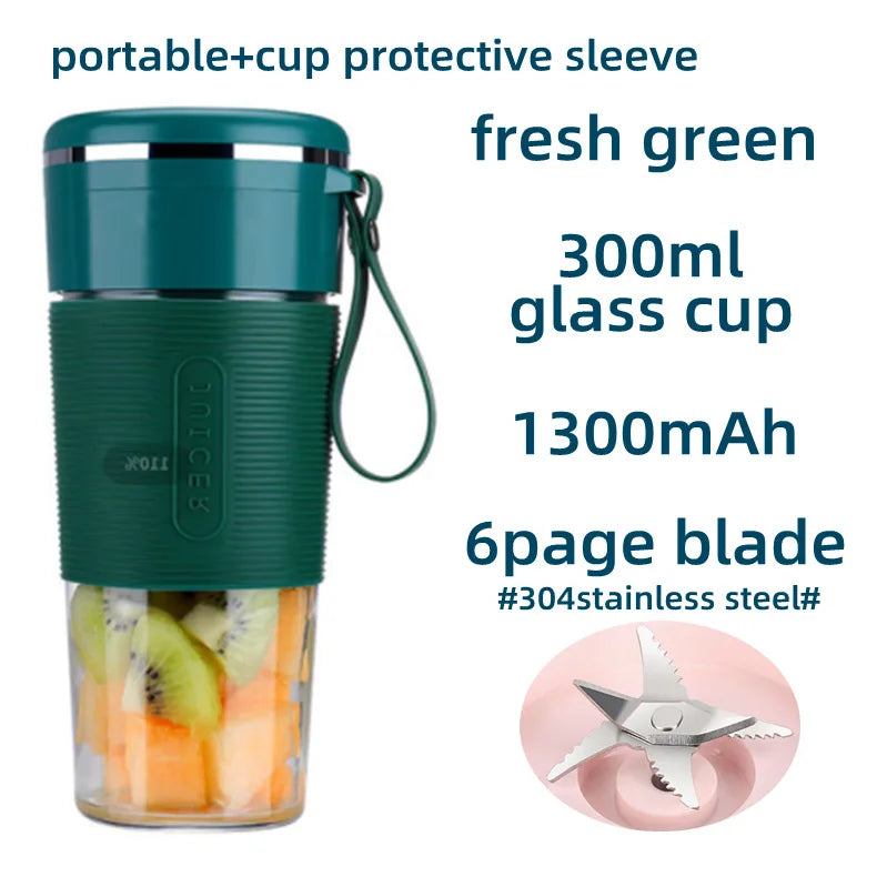 Bærbar juicer USB genopladelig trådløs mini smoothie blender mixer frugtsaftproducent elektrisk juicer maskine glas cup