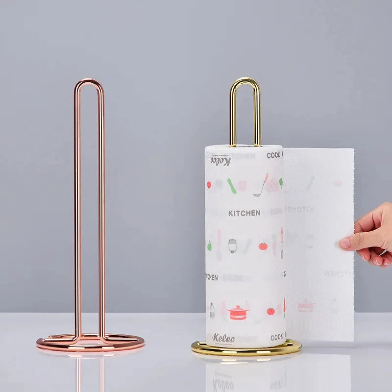 Stainless Steel Kitchen Roll Paper Towel Holder Bathroom Tissue Stand Dining Table Vertical Napkins Rack Kitchen Storage Shelf