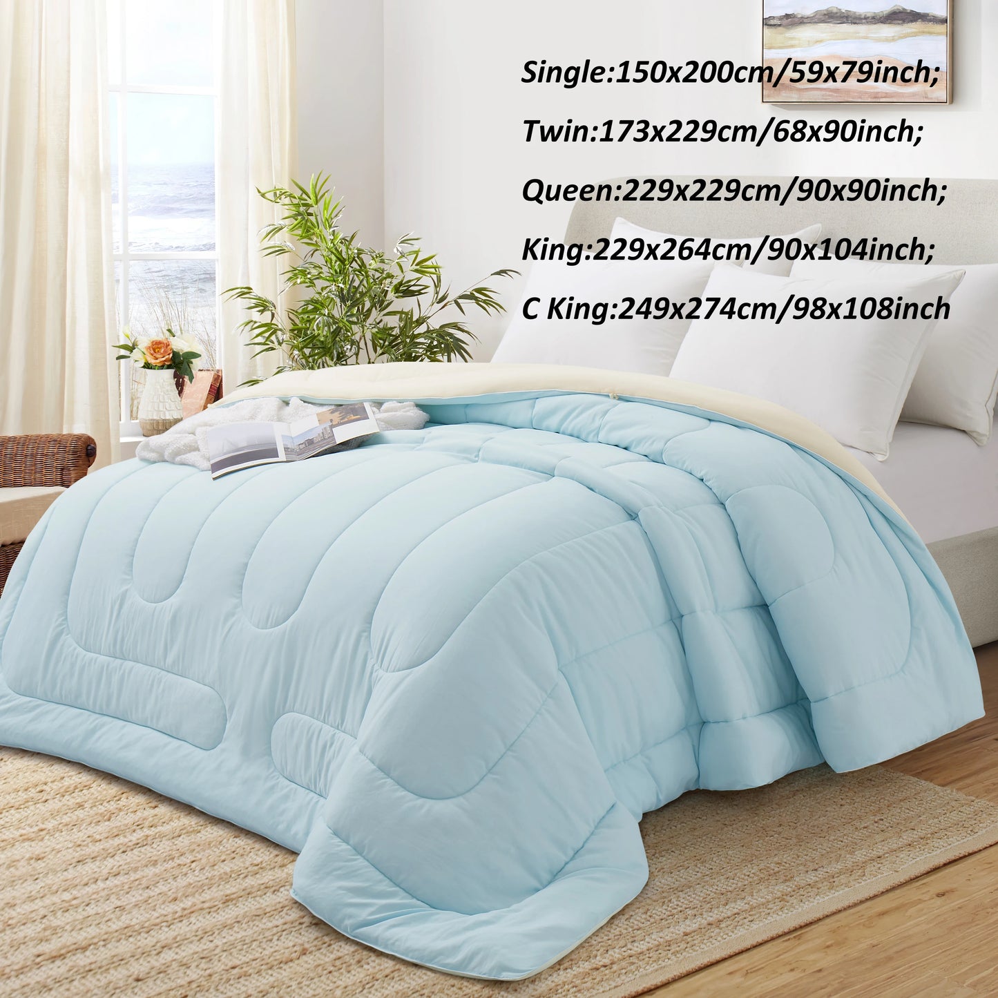 All Season Cooling Comforter Fluffy Down Alternative Comforter Quilted Duvet Insert with Corner Tabs Luxury Soft Hotel Comforter