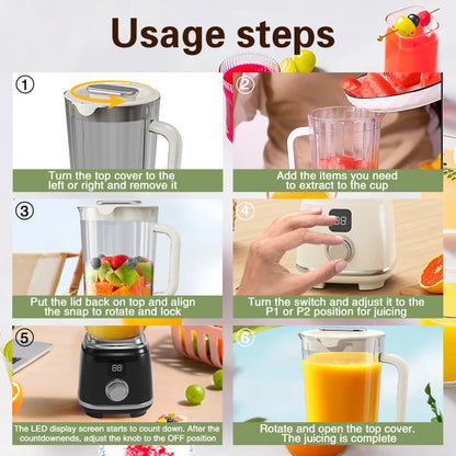Tinsol Husholdning Blender Juicer 10 Blades Multifunktionel Juicer Ice Crusher Juice Extractor High Juice Yield Køkkenværktøj