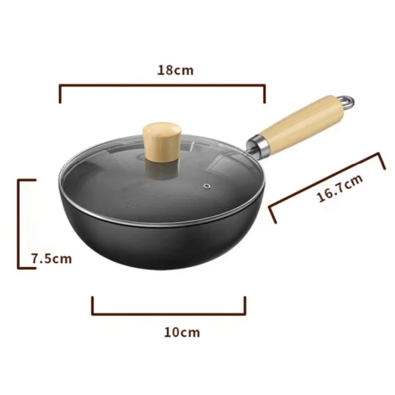 Frigideira artesanal Fritar panela wok pan não revestida fogão a gás Indução Cooker universal não-bastão wok panela de panela de panela