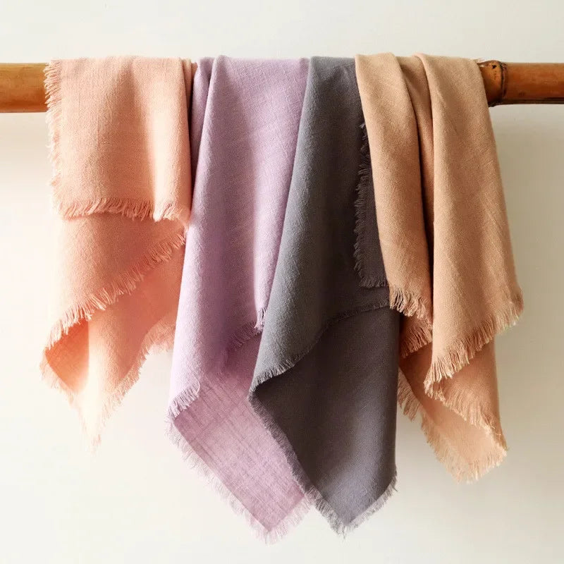 1Pc 45x45cm Solid Color Square Tassel Plain Cloth Cotton Linen Home Kitchen Table Dinner Western Napkin