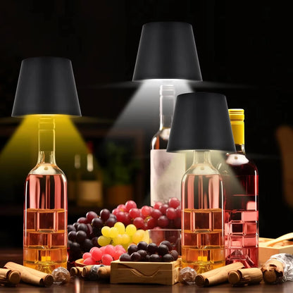 USB Charge Bottle Table Lamp Touch Control 3 Colors and Stepless Dimming Night Lamp For Restaurant Bar Wine Bottles Desk Lights