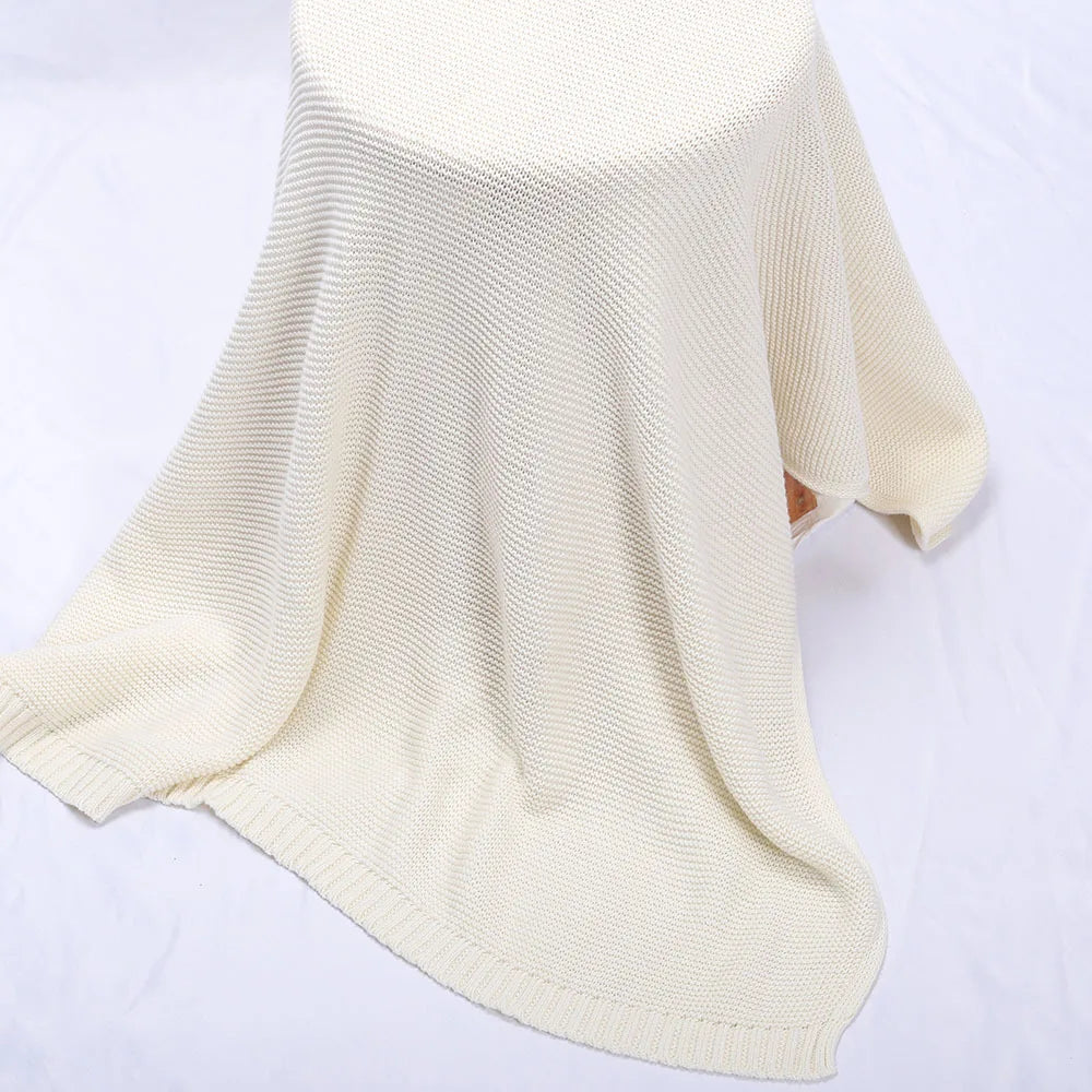 Personalized Kid Name Baby Blanket Embroidered New Born Baby Blanket Stroller Swaddles Breathable Cotton Knitted Blanket Bedding