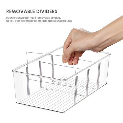 4 Compartment Food Storage Organizer Bins Clear Plastic Pantry Kitchen Fridge Cabinet Holder Packet Snacks Pouche Spice Packets