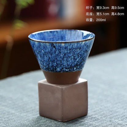 Japanese-style Ceramic Kiln Cup Home Art Decorative Ceramic Cup Creative Retro Cone Ceramic Coffee Cup Latte Porcelain Cup 200ML