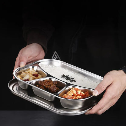 304 stainless steel dinner plate compartment with lid lunch plate