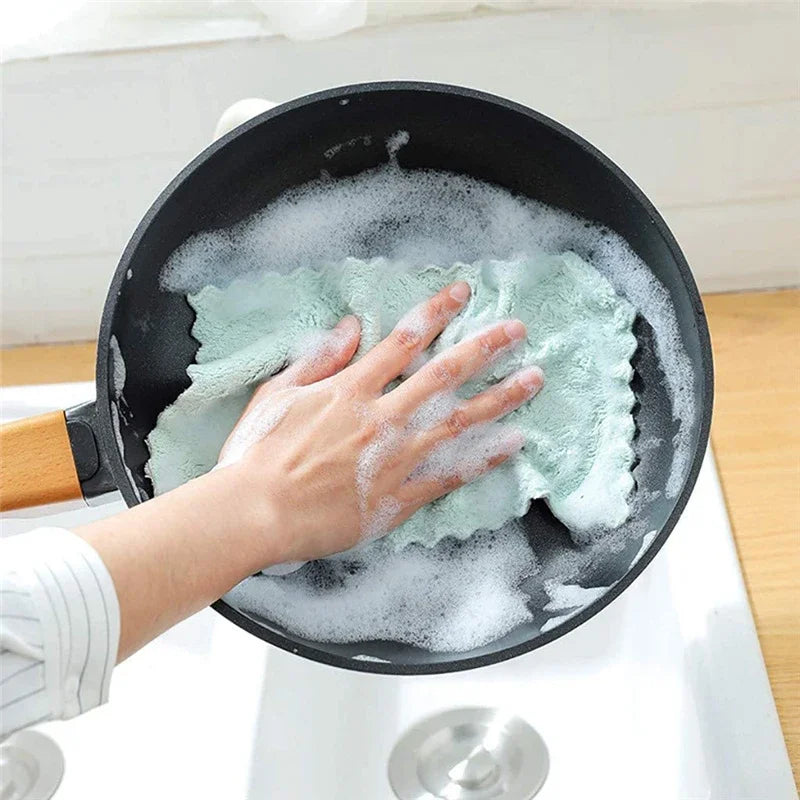 10pcs Microfiber Kitchen Cloth Dish Towels Super Absorbent Coral Velvet Dishtowels Nonstick Oil Washable Fast Drying