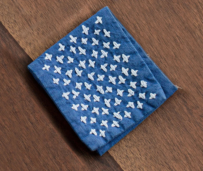 Handmade Cotton Linen Dishcloth Japanese Style Table Napkins Tea Ceremony Plant Staining Serving Tea Towel Accessories