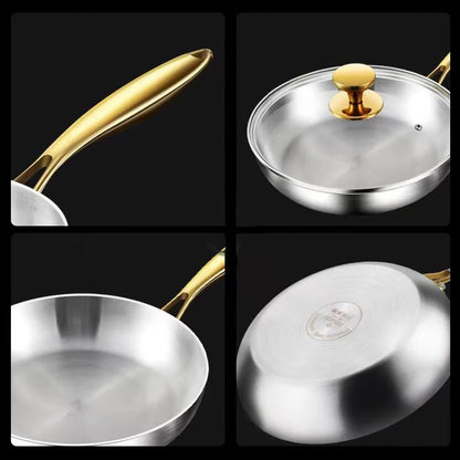 316 Stainless Steel Frying Pan Wok Pan Nonstick Cooking Fried Steak Gas Stove Pot Induction General Saucepan Kitchen Cookware