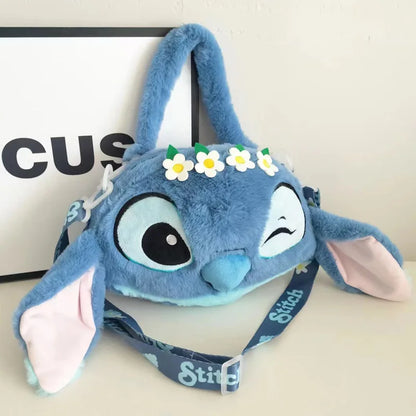 New Disney Cartoon Stitch Plush Cartoon Backpack Girls Cute Ins Shoulder Messenger Bag Parent-Child Gift