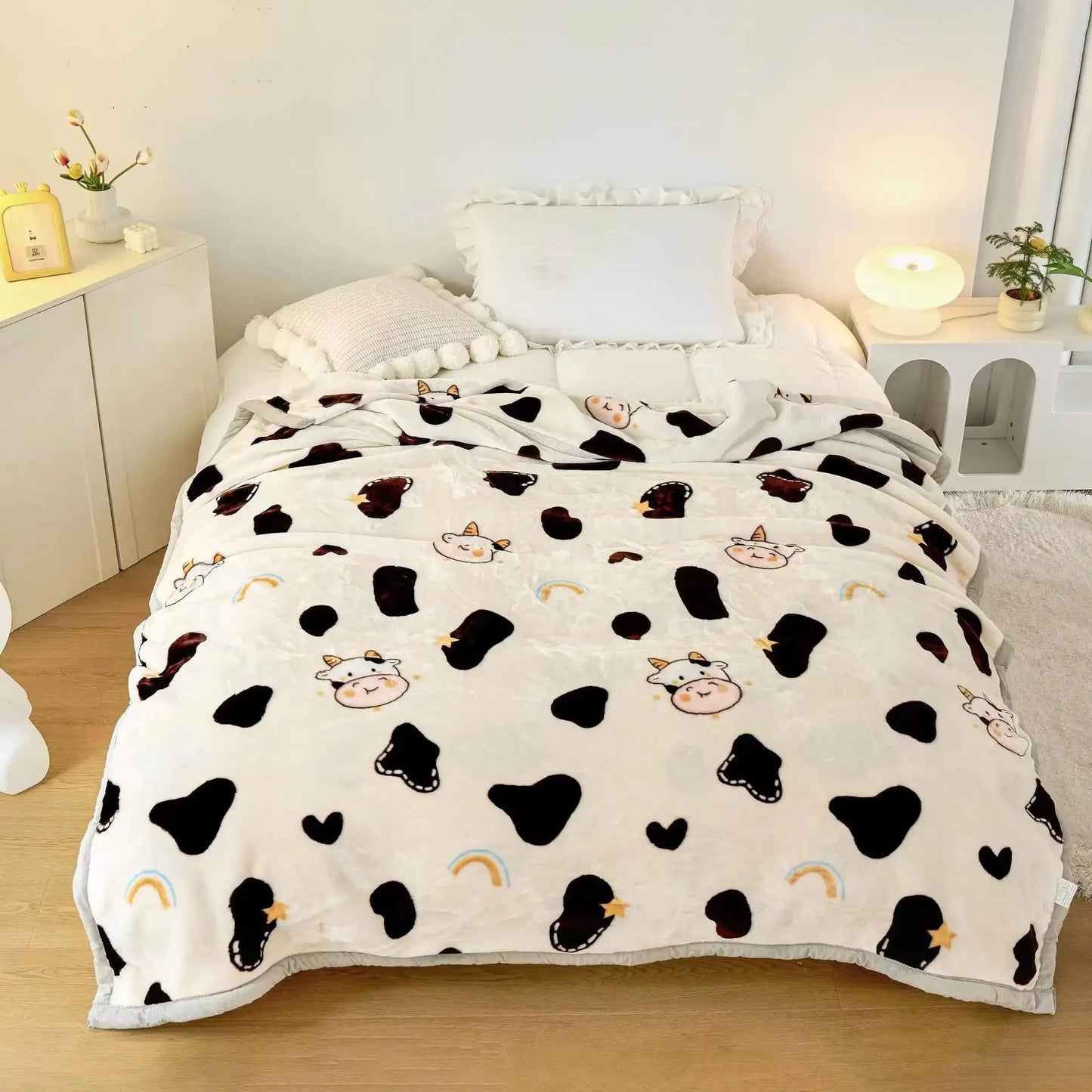 Double Layer Raschel Blankets Soft Warm Faux Fur Mink Throw Thicken Fluffy Microfiber Plush Weighted Blankets For Beds