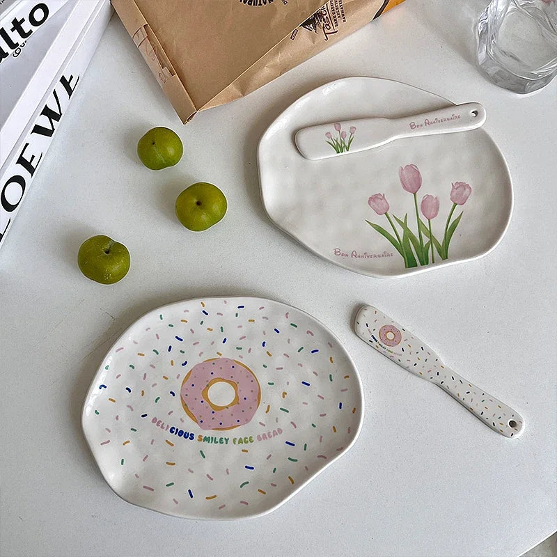 Plate ceramică set de cină set ins minunat gogoși de lalele