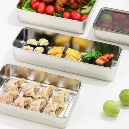 Réfrigérateur en acier inoxydable Boîte de rangement de viande Conteneurs de rangement alimentaire avec couvercle Réfrigérateur Organisateur Conteneur Cuisine Rangement