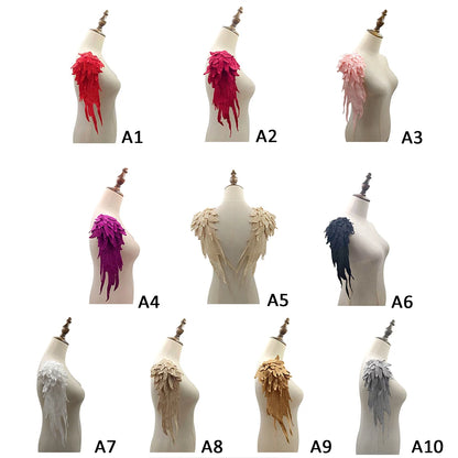 Red DIY 1Pair Cloth Badge Dress For Women Wedding Apparel Sewing Fabric Lace Embroidery Sewing Patches