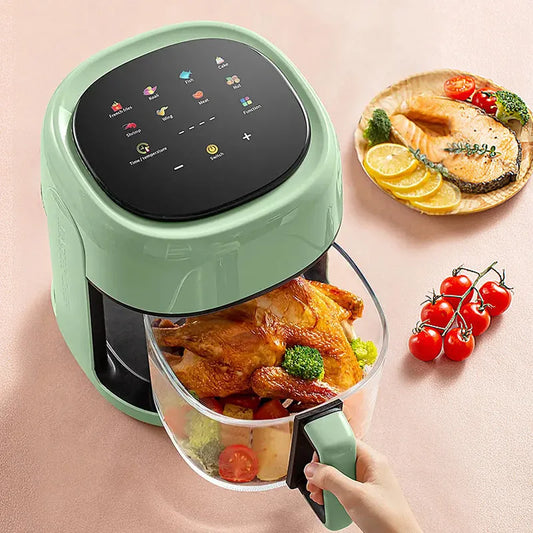 Smart Air Fryer 1.19Gal - 10 Funktioner, NTC -kontrol, ristning med lavt fedtindhold - Nyd sunde måltider!