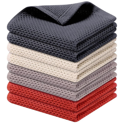 2/6Pcs Honeycomb 100% Cotton Dishcloth Towel Soft Absorbent Hand Towel Quick drying Home Kitchen Efficient Cleaning Cloth Tools