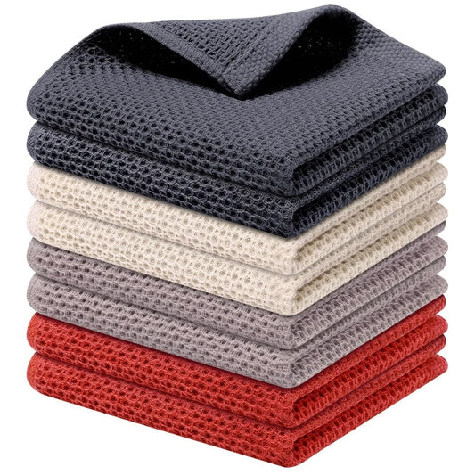 2/6Pcs Honeycomb 100% Cotton Dishcloth Towel Soft Absorbent Hand Towel Quick drying Home Kitchen Efficient Cleaning Cloth Tools