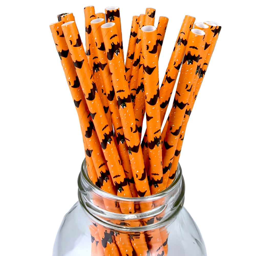 25/50/100 pezzi di Halloween Party Bombons Crunate di carta Black and Orange Party Biodegradable Stripe Straws per Halloween