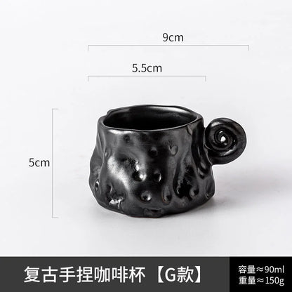 Ceramic Kiln Transformed Coffee Cup Rough Ceramic Retro Shaped Mug  Home Coffee Shop Ceramic Cup  Homestay Water Cup