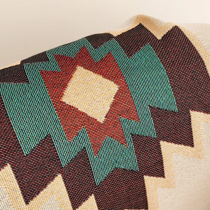 Aztec-viltti, ylisuuri boho-heittohuopa reunalla, lounaaseen geometrinen kuvakudoksen vintage kudottu heittohuovat, kaksois-si